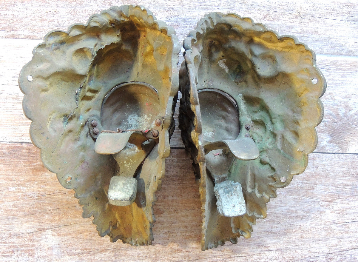 coin de billard , dégueuloir , 3 réceptacles en bronze tête de lion inspiration asie , 19 ème -photo-4