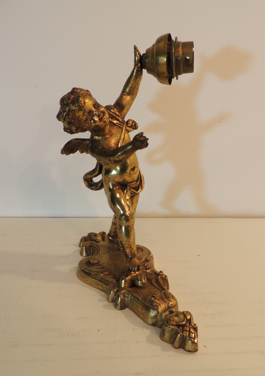 paire appliques murales en bronze doré , angelots , chérubins , fin 19 ème -photo-1