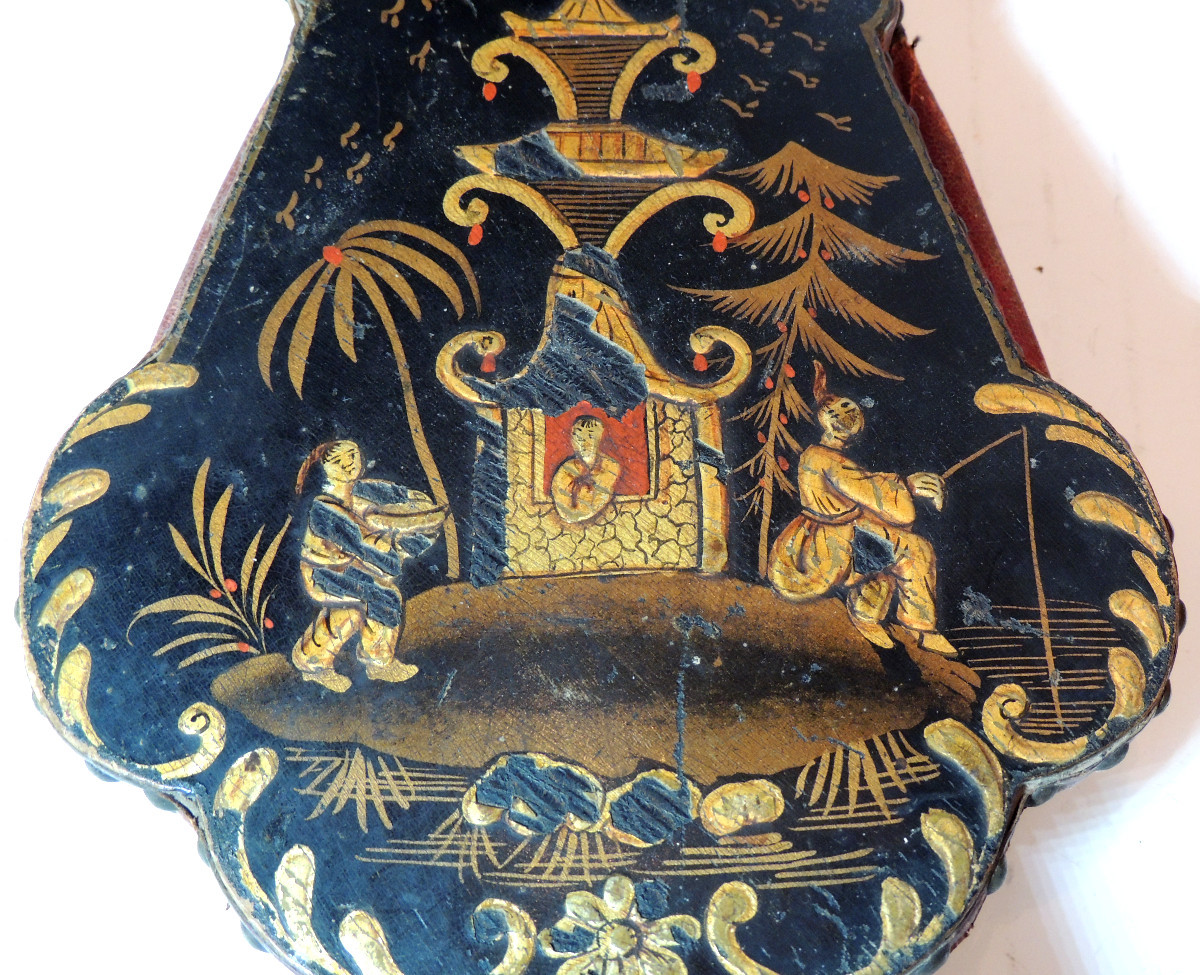 Old Asian Fireplace Bellows, Chinese Lacquer Decoration, 18th Century  -photo-1
