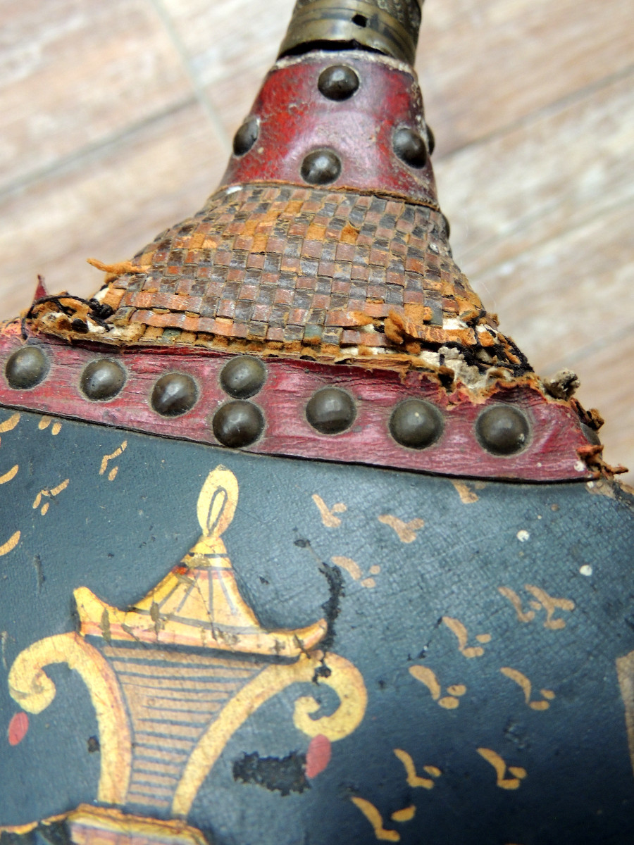 Old Asian Fireplace Bellows, Chinese Lacquer Decoration, 18th Century  -photo-4
