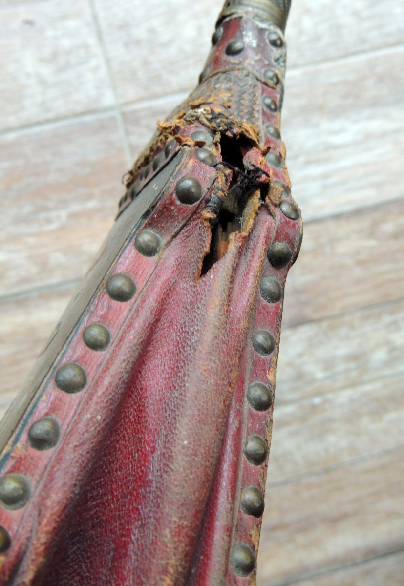 Old Asian Fireplace Bellows, Chinese Lacquer Decoration, 18th Century  -photo-5