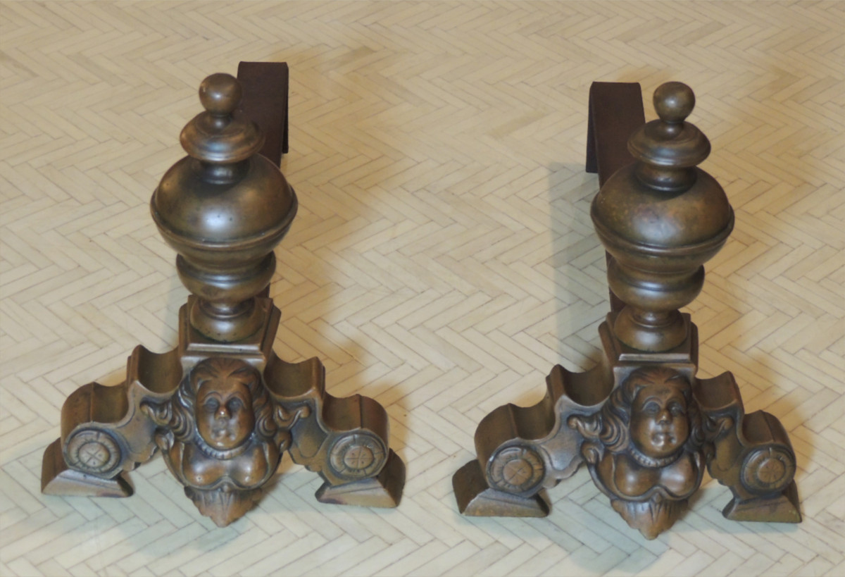 Pair Of Small Bronze Andirons, Known As "marmousets," In The Louis XIV Style, From The Early 19th Century.-photo-2