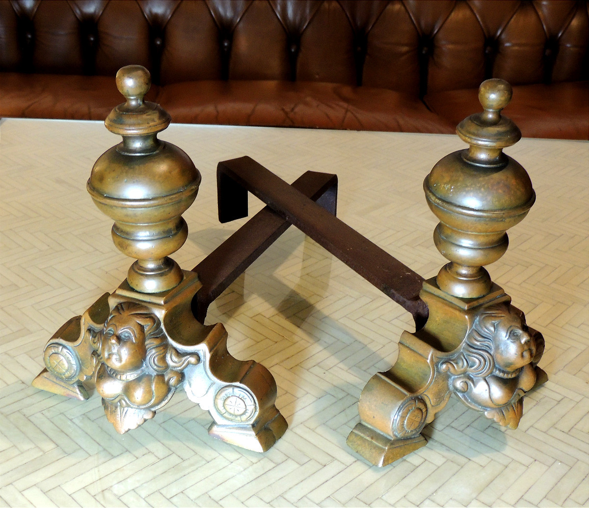 Pair Of Small Bronze Andirons, Known As "marmousets," In The Louis XIV Style, From The Early 19th Century.-photo-3