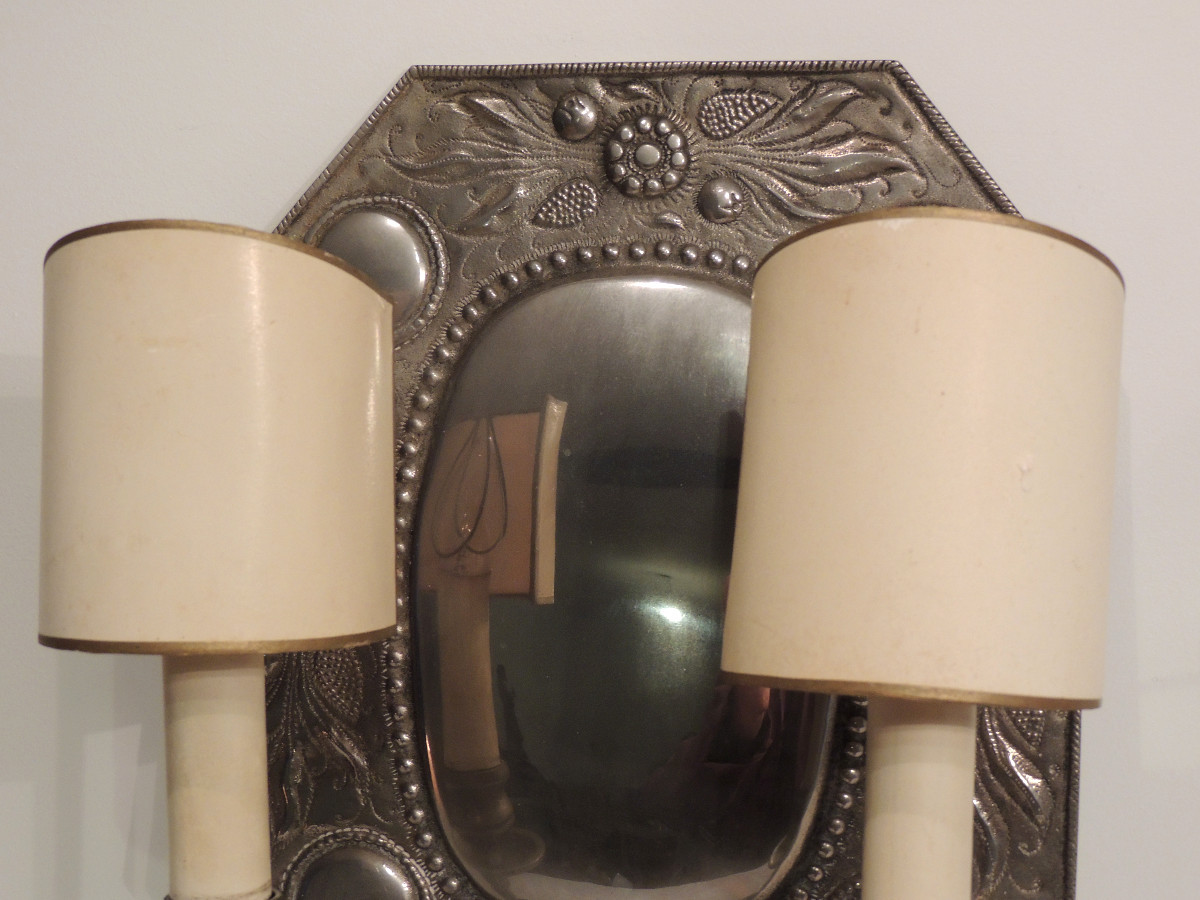 paire d'appliques art nouveau à deux bras de lumières , 20 ème -photo-3