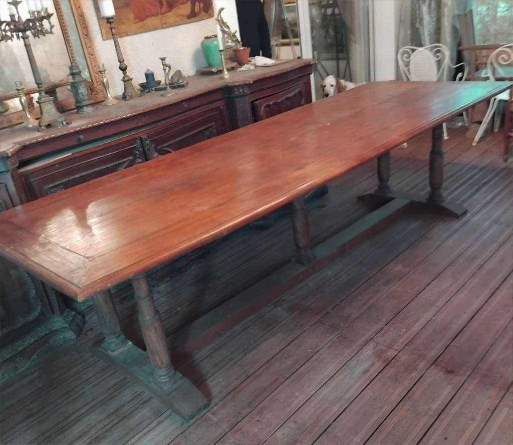 grande table de ferme en chêne de 3 m de long pour 1 m 04 de large , 19 ème -photo-4