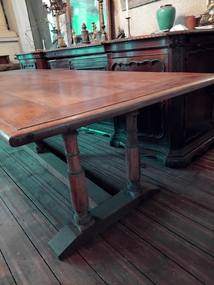 grande table de ferme en chêne de 3 m de long pour 1 m 04 de large , 19 ème -photo-1