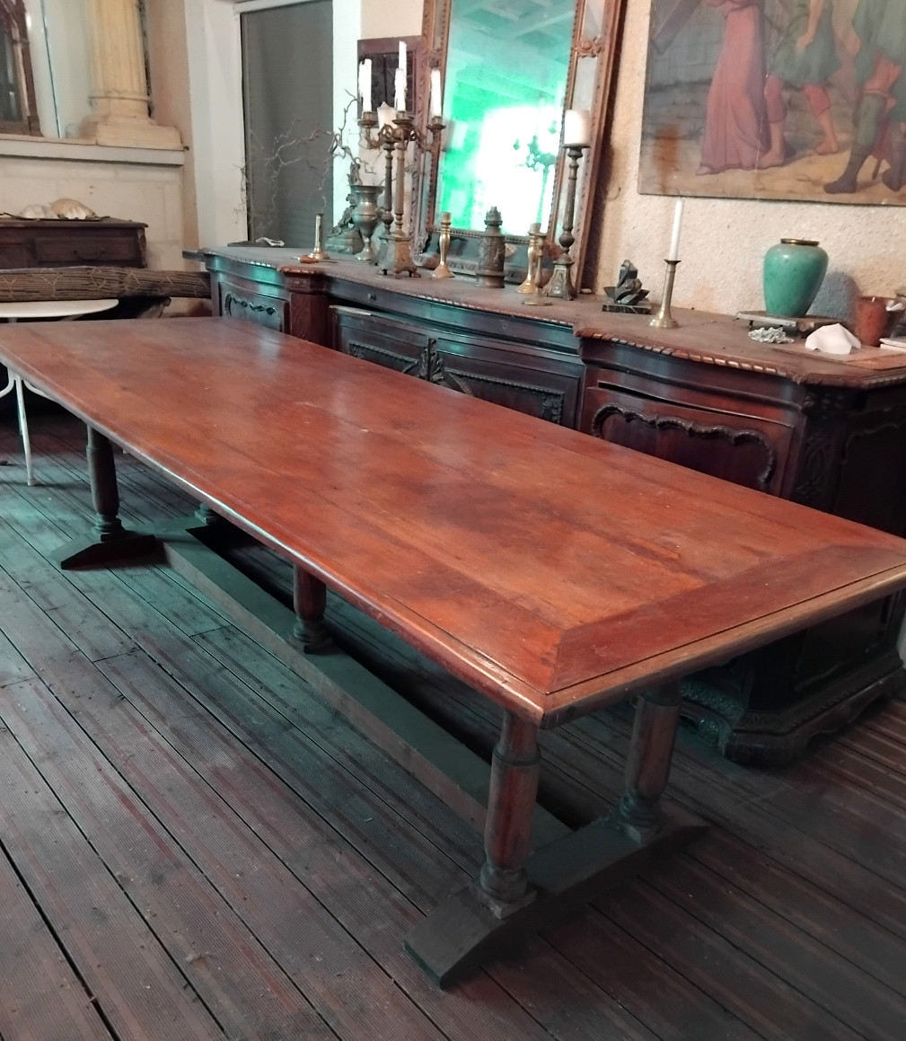 grande table de ferme en chêne de 3 m de long pour 1 m 04 de large , 19 ème 