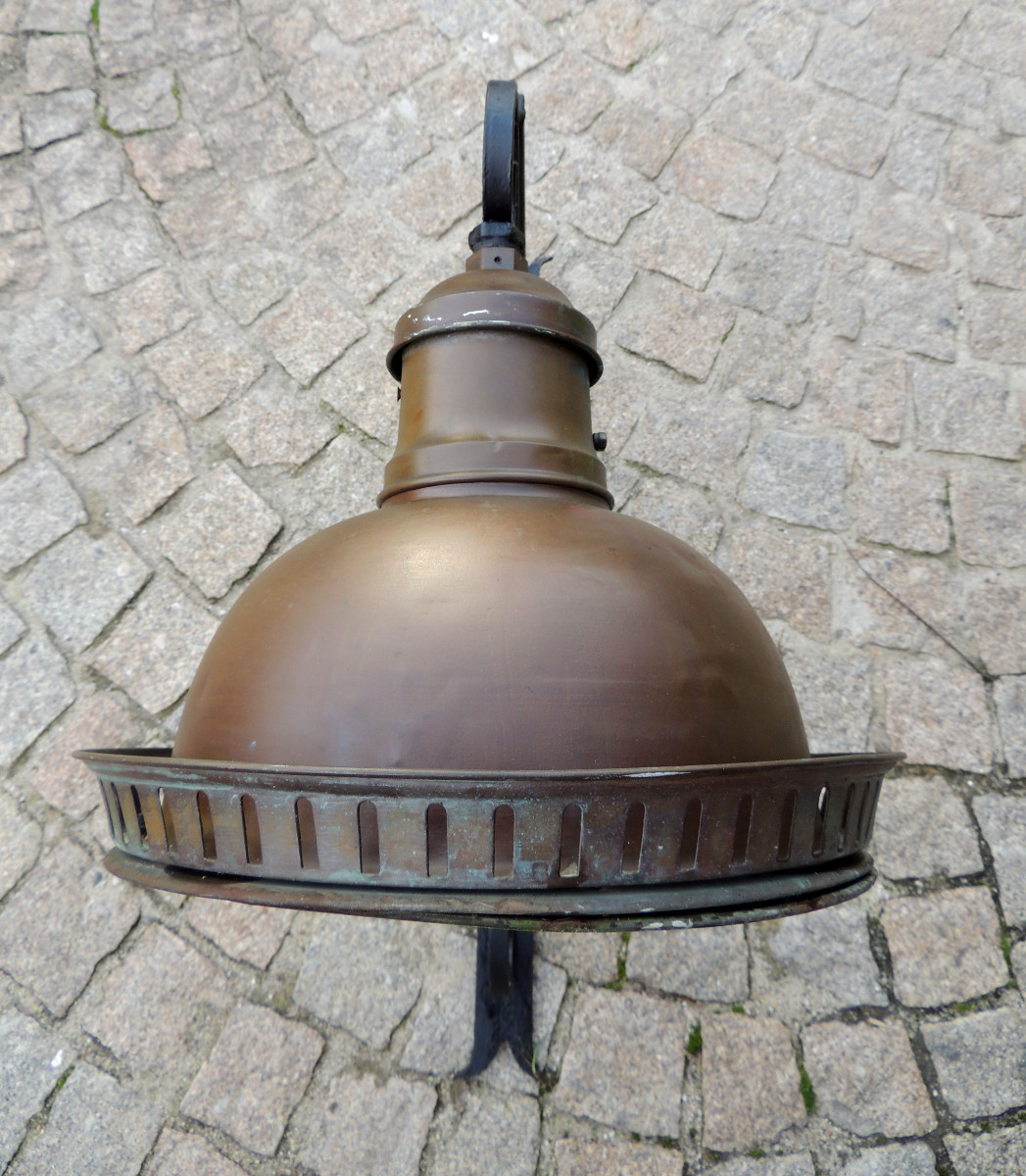 Lantern, Street Lantern On An Iron Bracket, Copper Lamp, 20th Century -photo-3