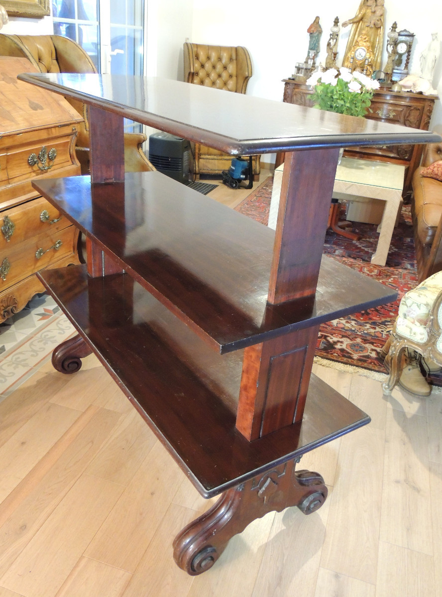 Solid Mahogany Table With A Mechanism, Mounted On Casters, Known As A "silent Servant," 19th Century -photo-5