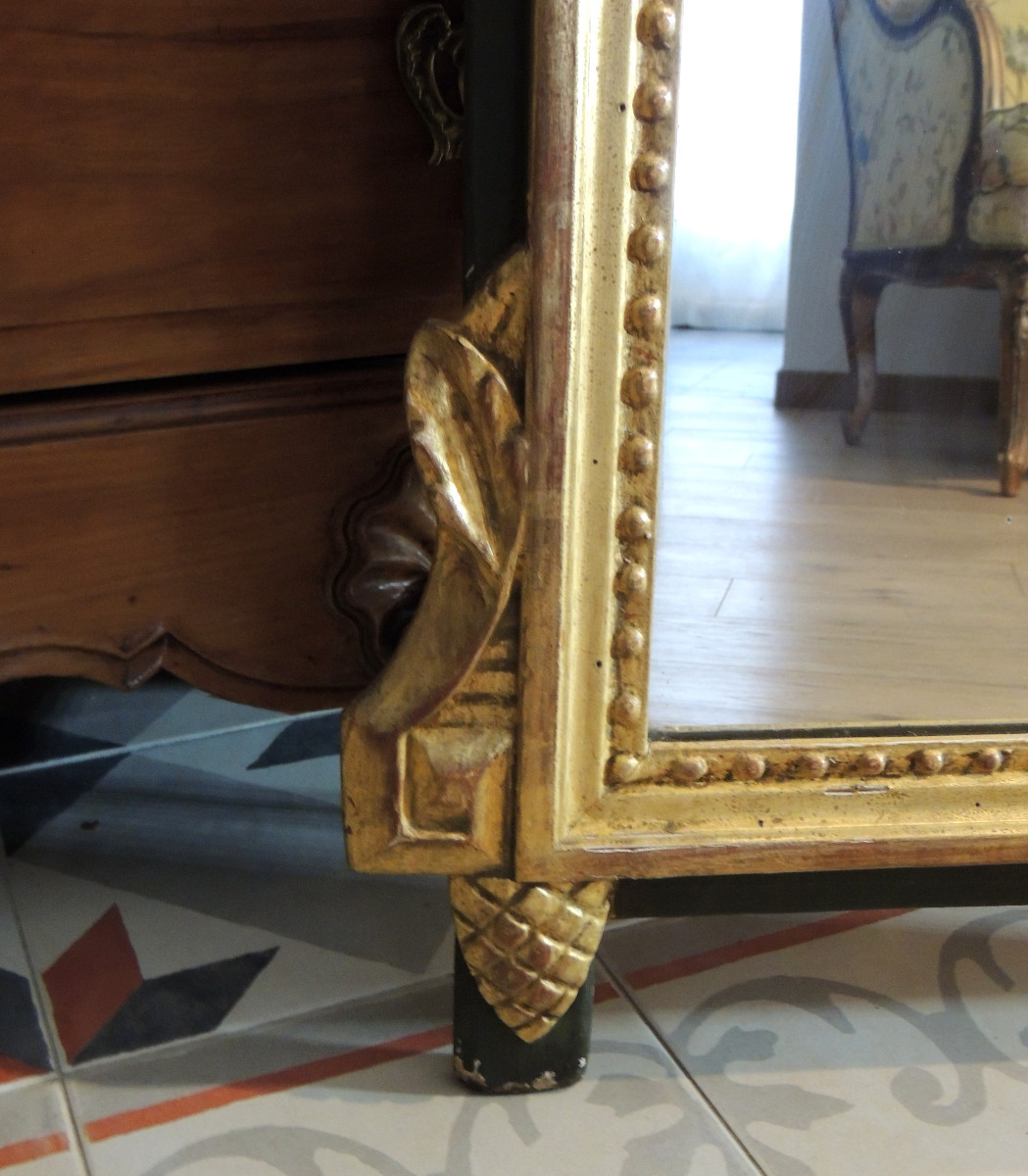 Louis XVI Style Gilt Carved Wood Mirror, 98 Cm High, Late 18th Century -photo-4