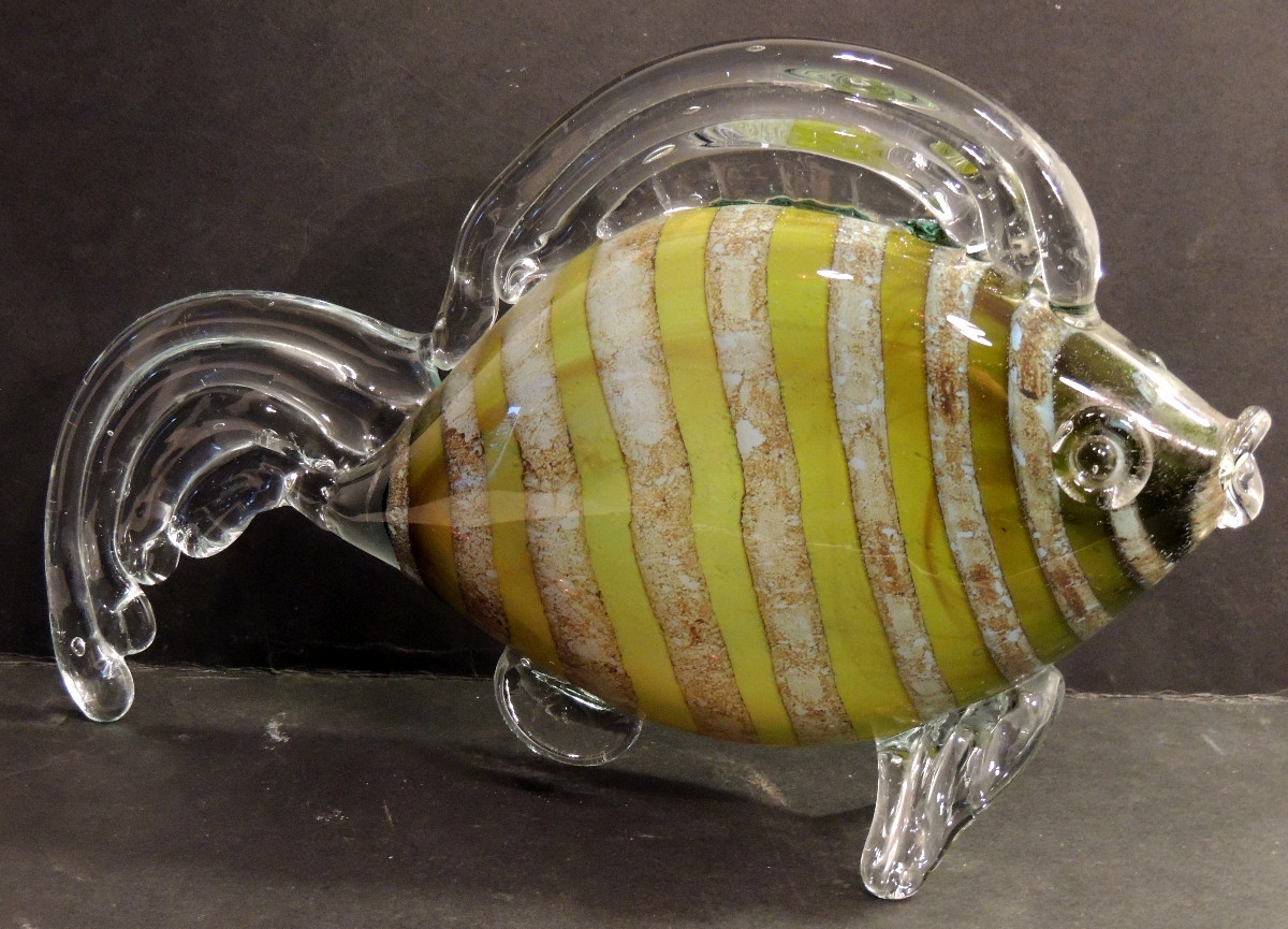 verrerie de Murano , poisson en verre soufflé  en parfait état , 20 ème 