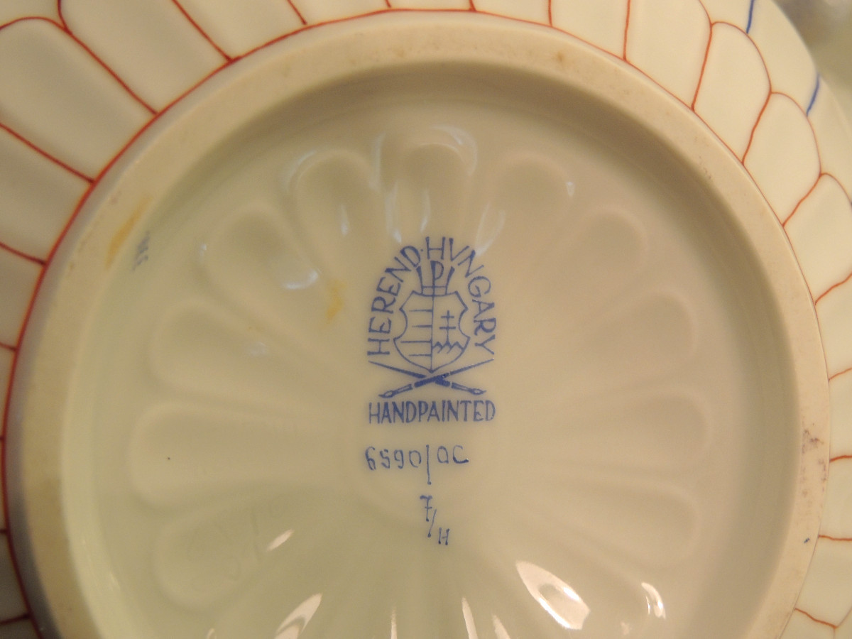 Hereng Hungary , pot couvert , décor asiatique , 20 ème -photo-3