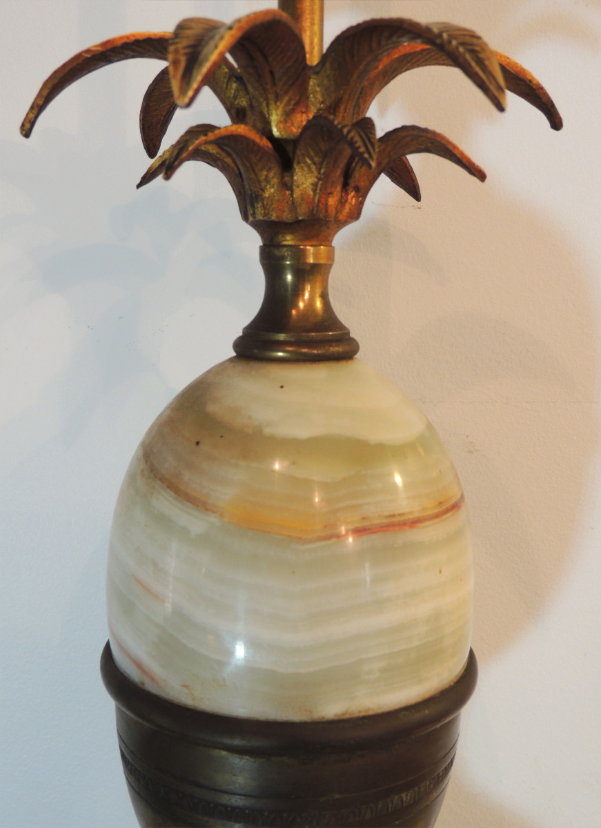 Pineapple Lamp, Large Lamp Base 73 Cm High, The Pineapple Is Made Of Onyx, Late 19th Century-photo-4