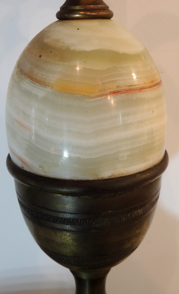 Pineapple Lamp, Large Lamp Base 73 Cm High, The Pineapple Is Made Of Onyx, Late 19th Century-photo-1