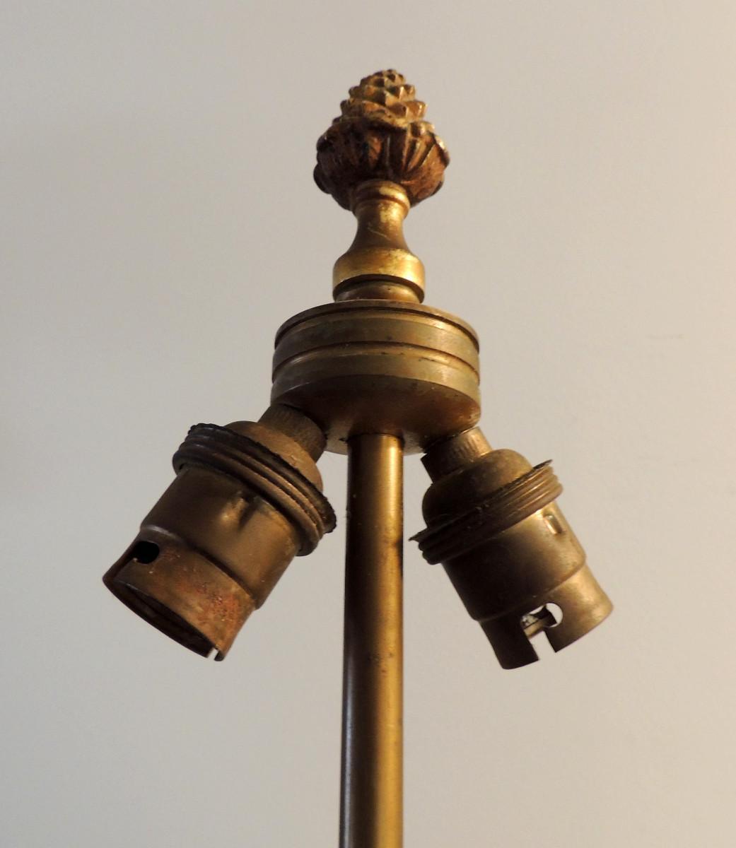 Pineapple Lamp, Large Lamp Base 73 Cm High, The Pineapple Is Made Of Onyx, Late 19th Century-photo-3