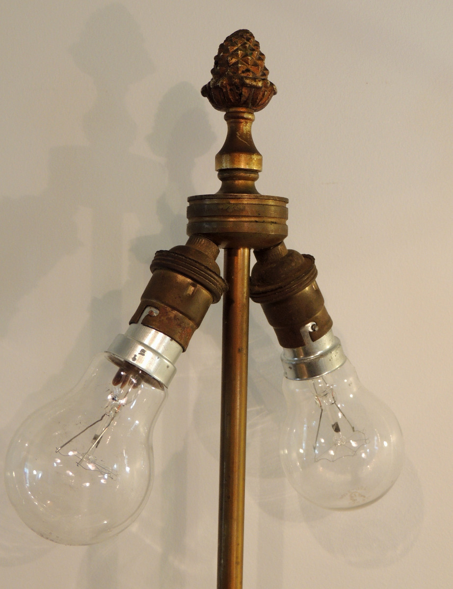 Pineapple Lamp, Large Lamp Base 73 Cm High, The Pineapple Is Made Of Onyx, Late 19th Century-photo-4