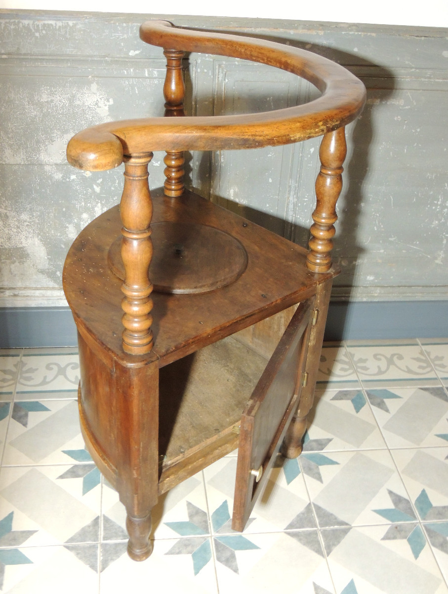 Louis Philippe Walnut Commode Chair, 19th Century -photo-3