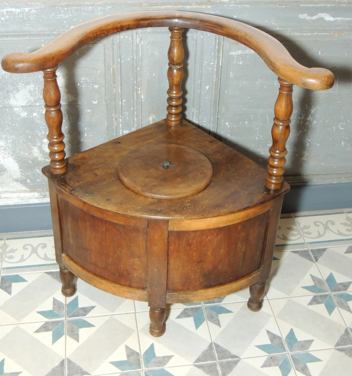 Louis Philippe Walnut Commode Chair, 19th Century 