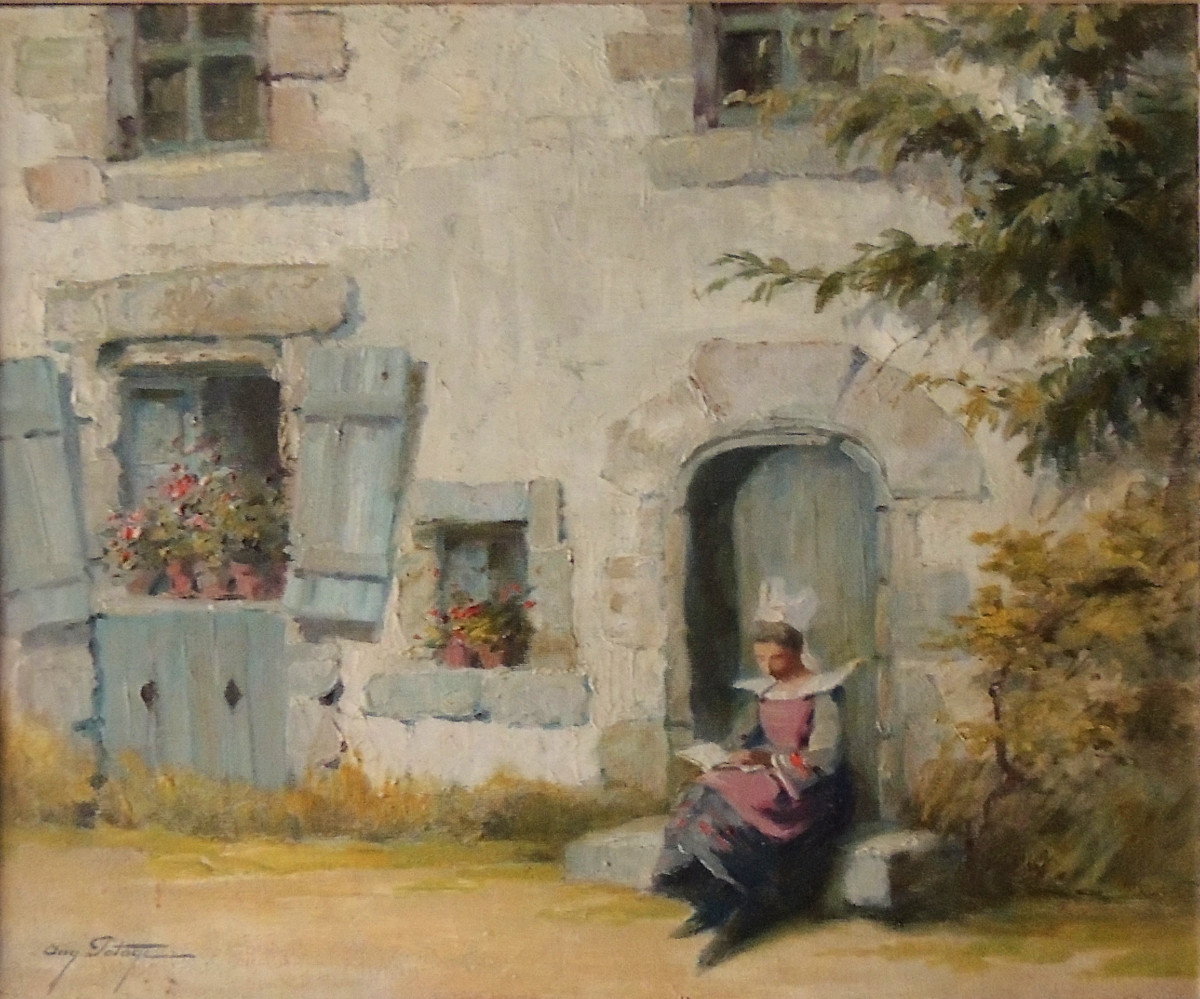 Painting, Oil On Canvas, Breton Landscape By Auguste Potage (1884-1962), Early 20th Century-photo-2