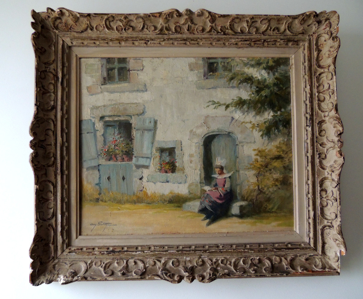 Painting, Oil On Canvas, Breton Landscape By Auguste Potage (1884-1962), Early 20th Century