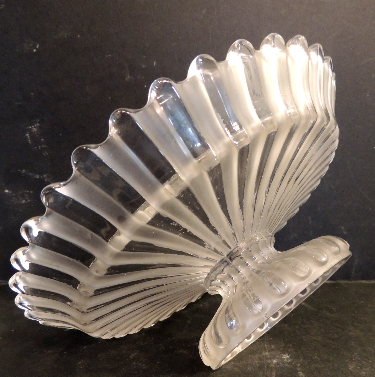 Baccarat Crystal Compote Dish, Pattern With Alternating Frosted Ribs, Marked Underneath, 20th Century -photo-2