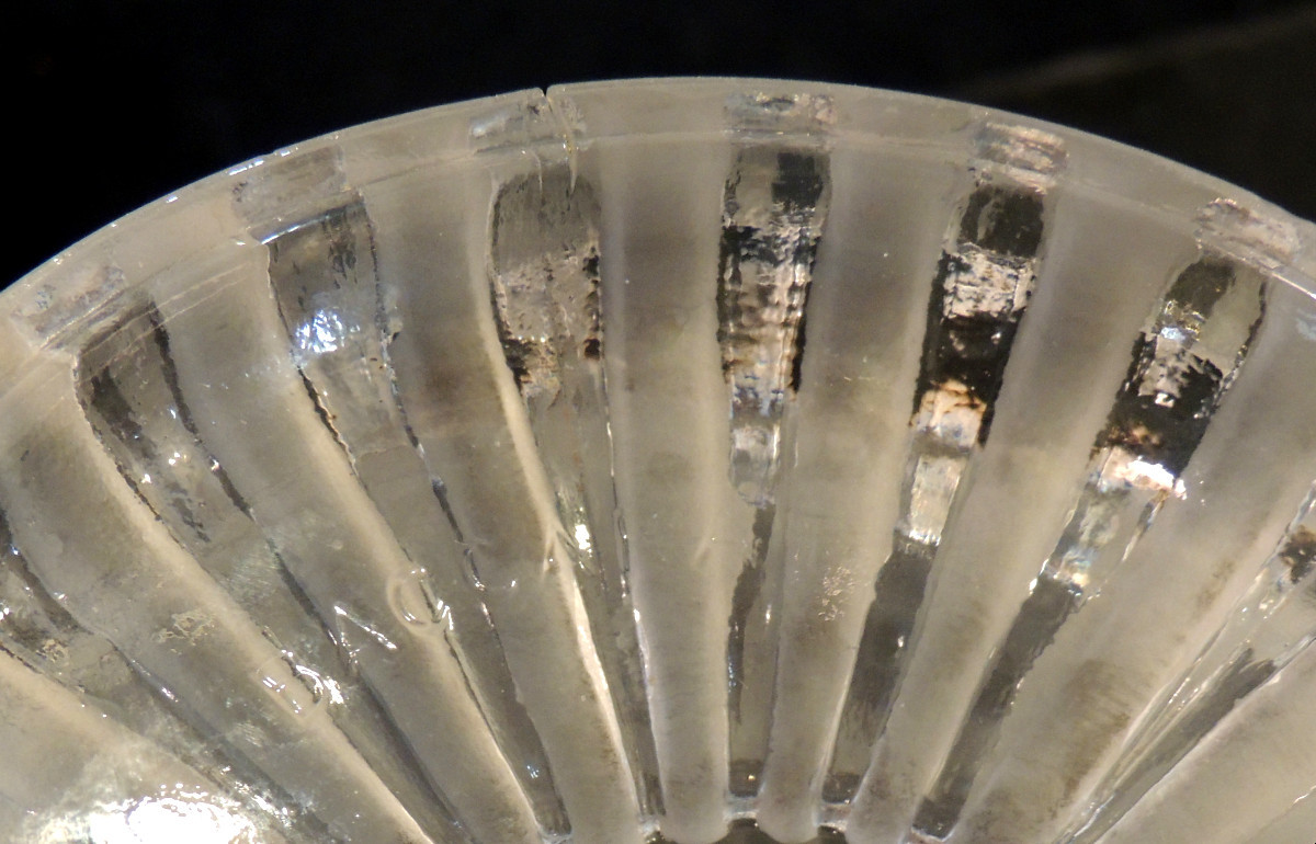 Baccarat Crystal Compote Dish, Pattern With Alternating Frosted Ribs, Marked Underneath, 20th Century -photo-4