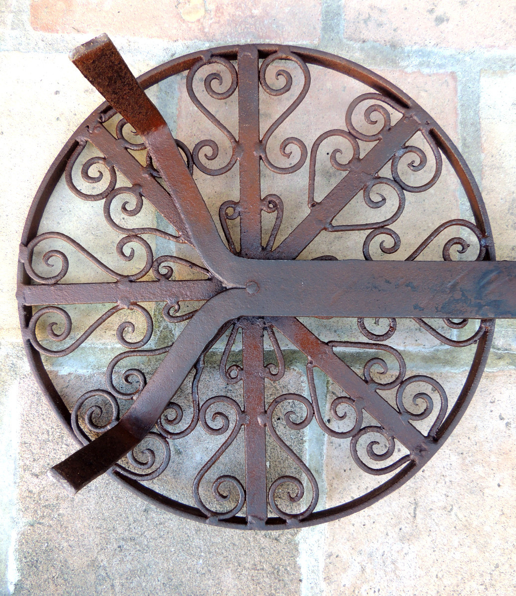 Wrought Iron Grill, Rotating Grill For Cooking Black Pudding, Folk Art, 18th Century -photo-2