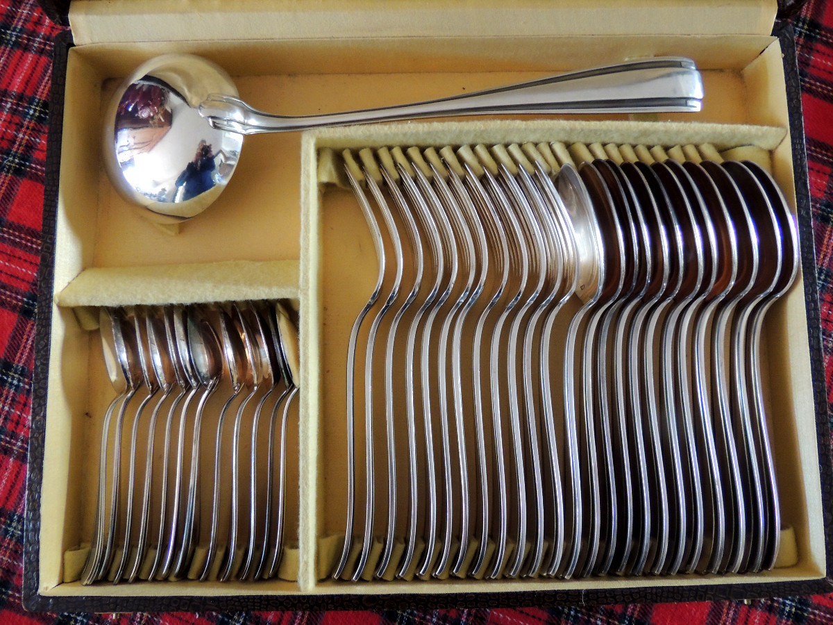 37-piece Silver-plated Menagère, Boulanger Brand, Art Deco, 20th Century-photo-2