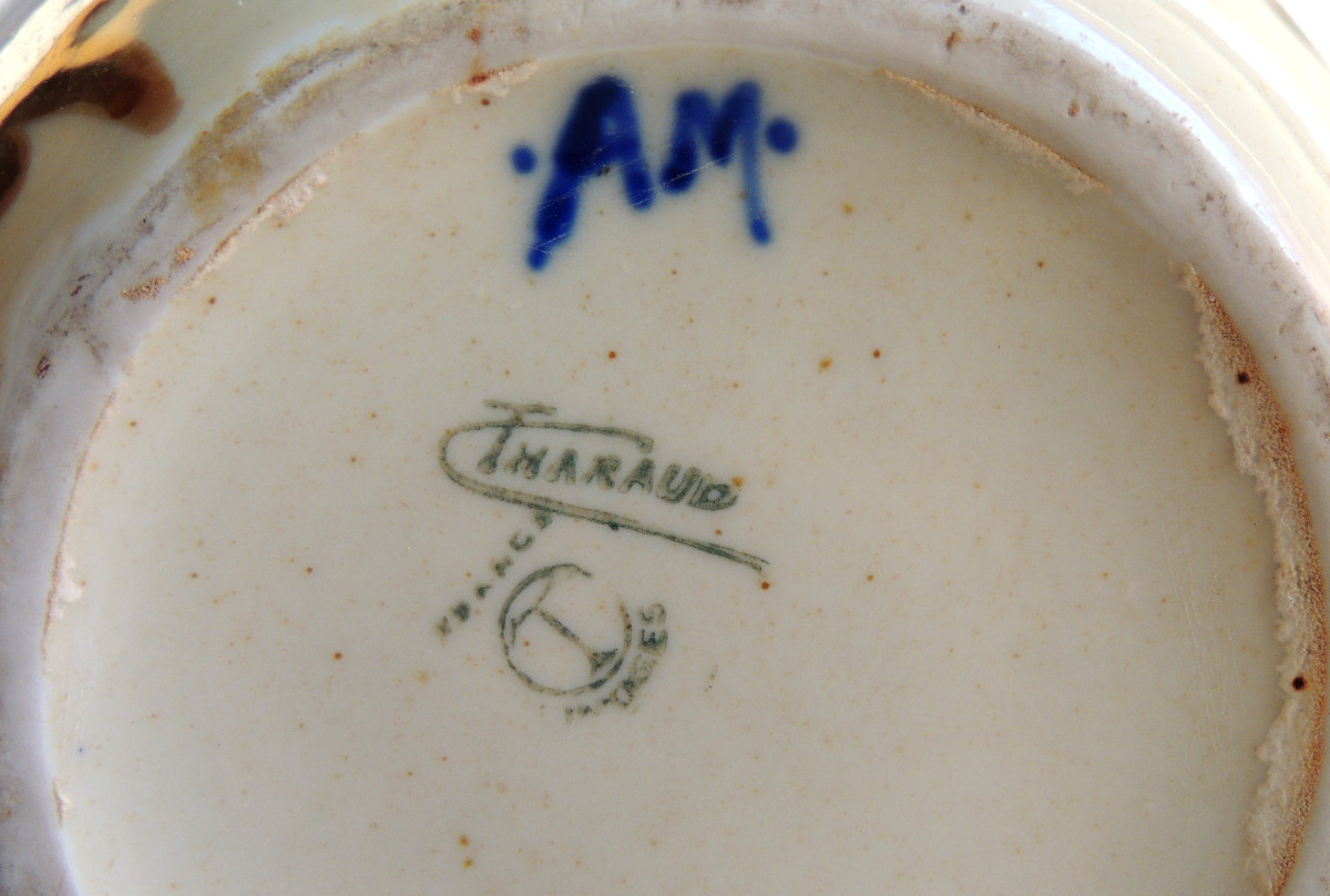 Ball Vase In Limoge Enamelled Porcelain , Camille Tharaud , Vine Leaf Design , 20th Century-photo-5