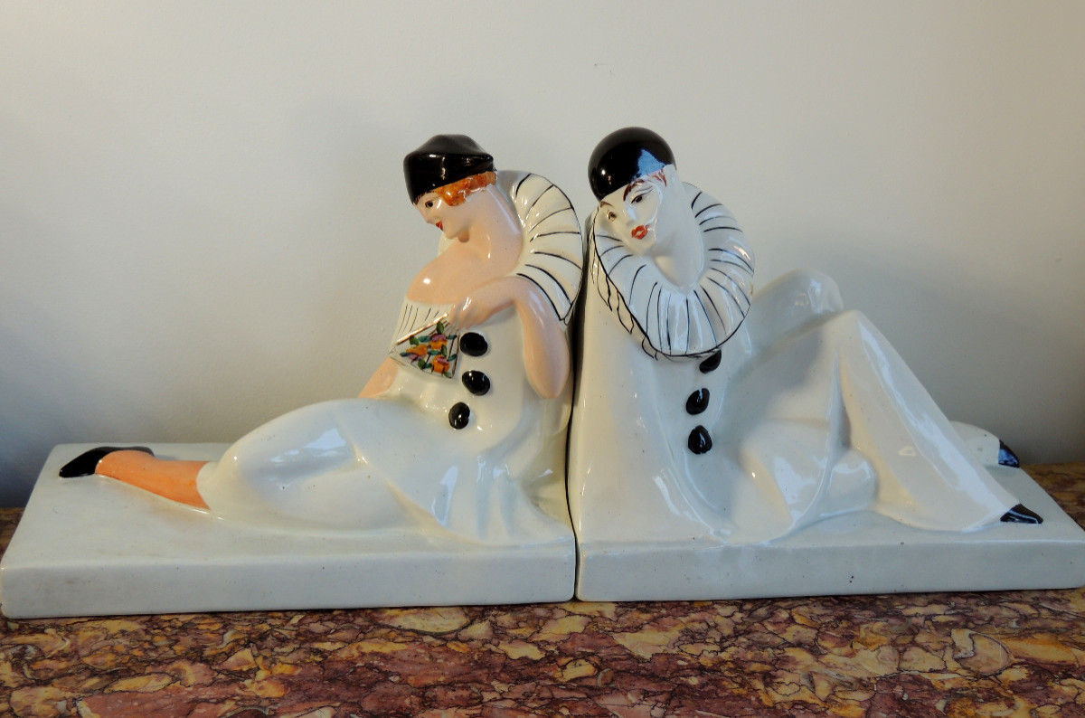 Glazed Ceramic Book Greenhouses Pierrot Et Colombine Le Moulin Des Loups à Orthies , 20th Century-photo-3