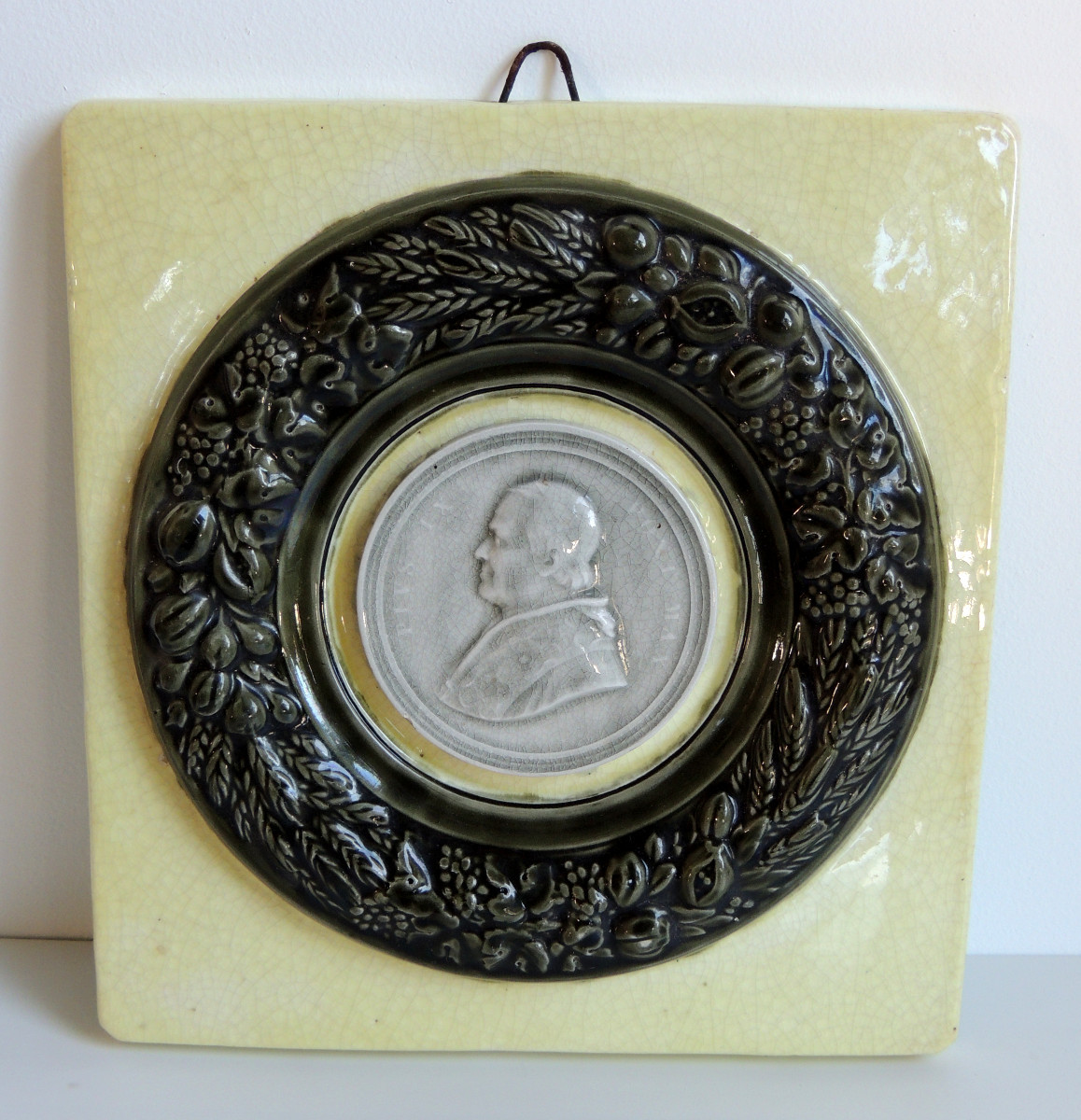 Enameled Porcelain Medallion Portrait Of Pope Pope IV Giovanni Maria Mastai Ferretti 19th Century