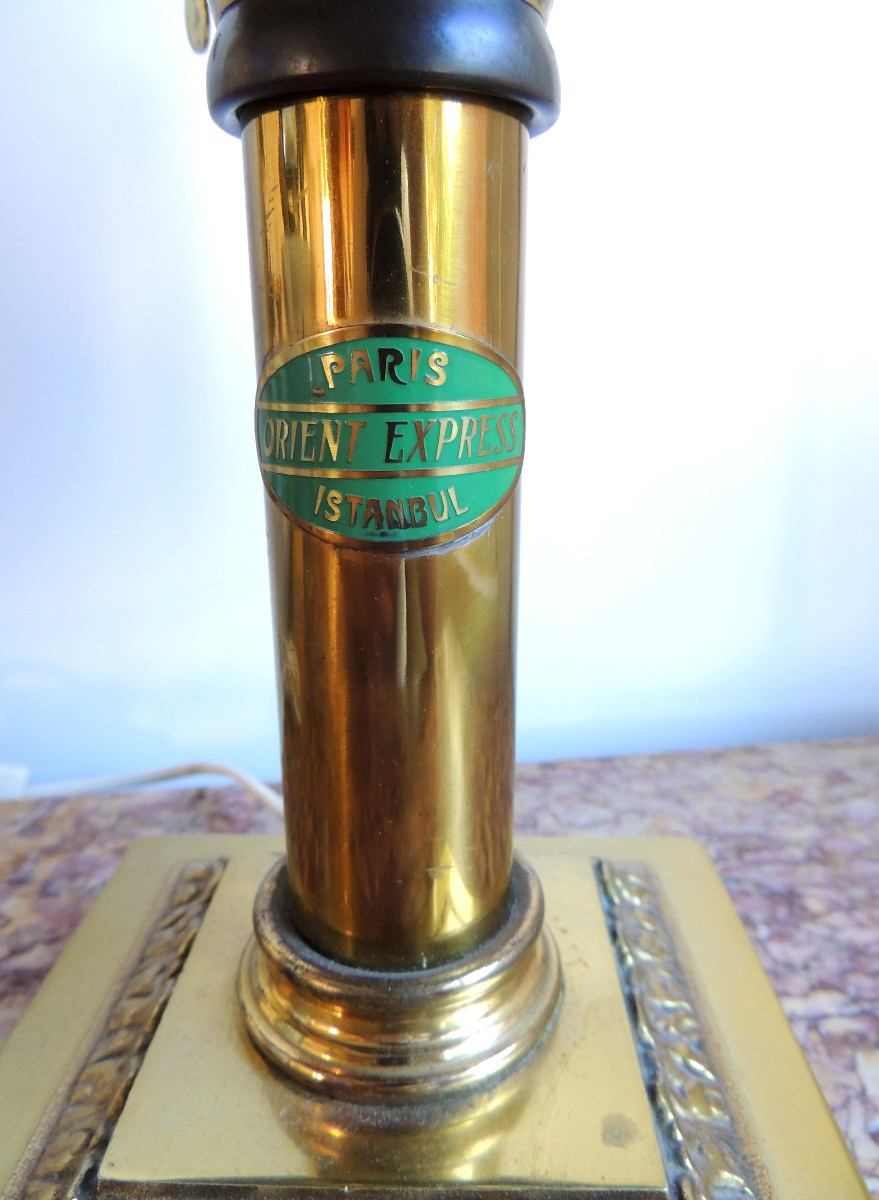 Desk Lamp In Brass And Gilt Bronze, Drop-down System For The Lampshade, 20th Century-photo-1
