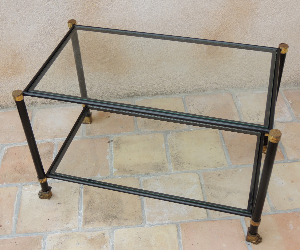 Coffee Table Coffee Table , Maison Baguès , Double Top In Clear Glass, Lion Legs ,20 ème-photo-3