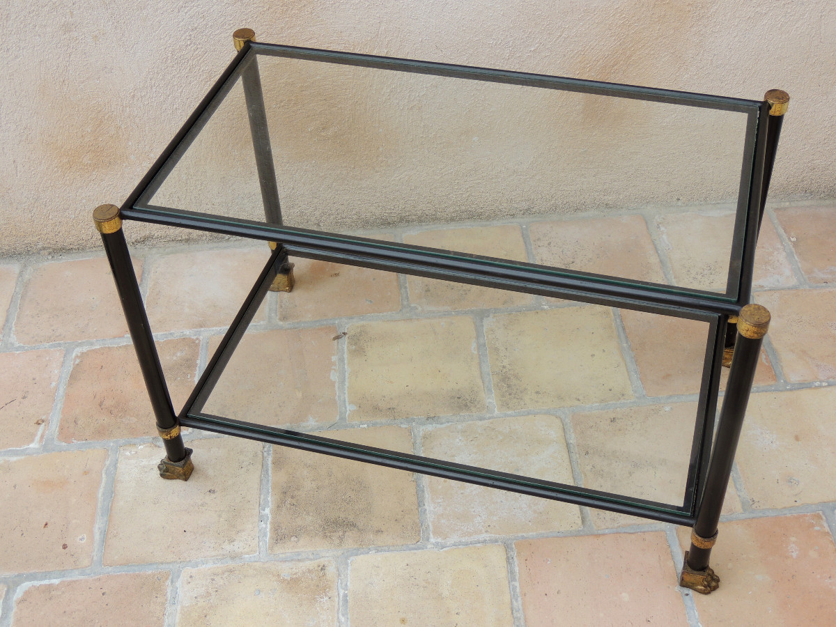 Coffee Table Coffee Table , Maison Baguès , Double Top In Clear Glass, Lion Legs ,20 ème-photo-4