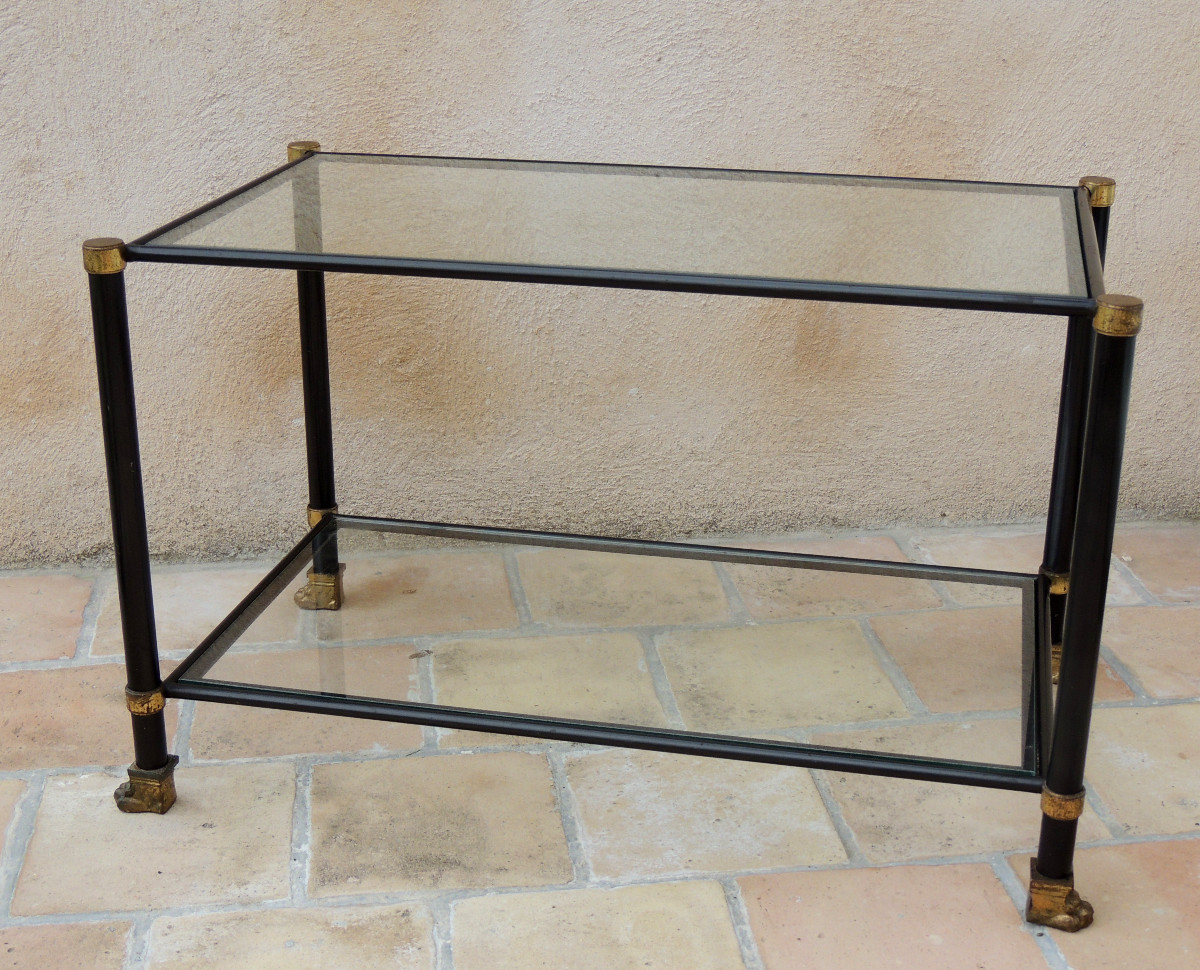 Coffee Table Coffee Table , Maison Baguès , Double Top In Clear Glass, Lion Legs ,20 ème