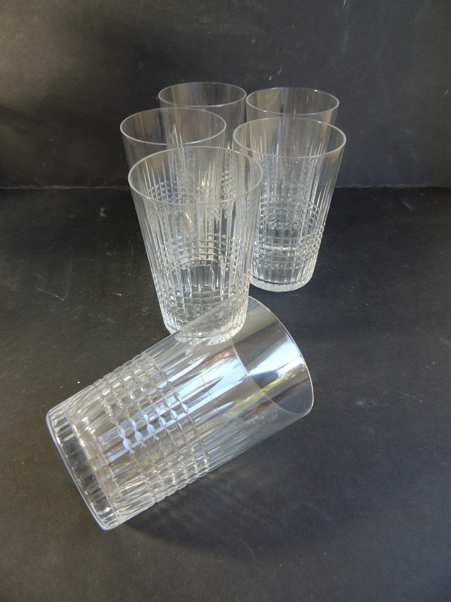 6 Baccarat Crystal Glasses In Their Original Box, Tableware, 20th Century-photo-2