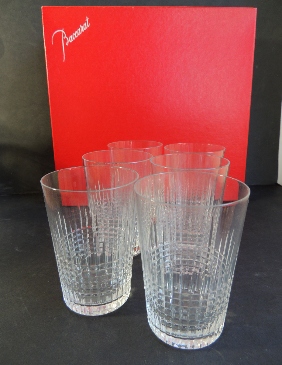 6 Baccarat Crystal Glasses In Their Original Box, Tableware, 20th Century