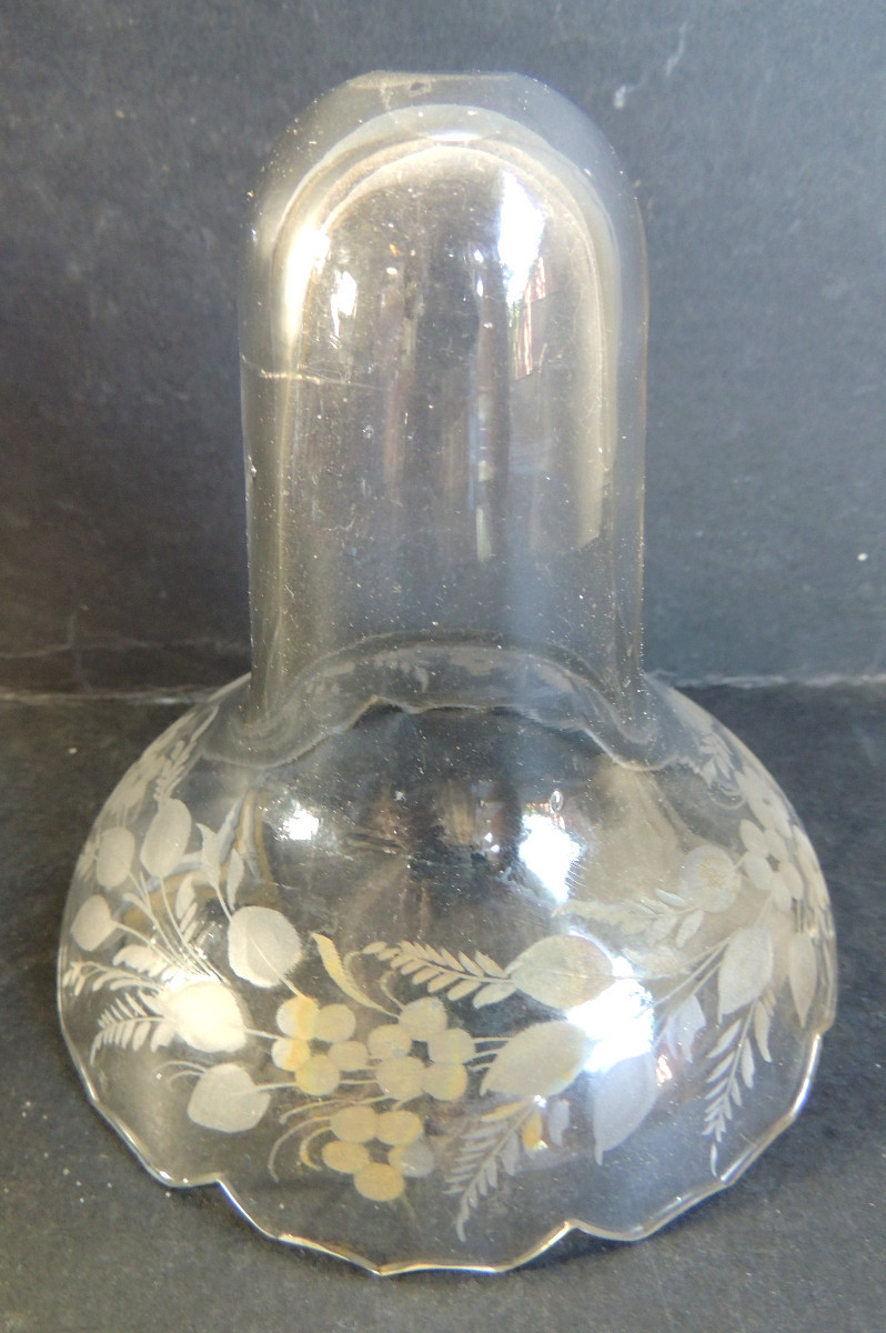 vase en cristal gravé floral , vase à oignon dit à jacinthe , des annèes  50 - 60 ,  20 ème -photo-4