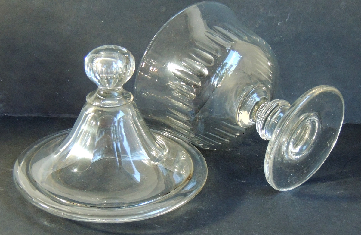 drageoir , bonbonnière en cristal taillé début 20 ème-photo-1