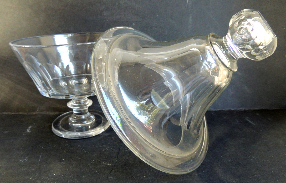 drageoir , bonbonnière en cristal taillé début 20 ème-photo-2