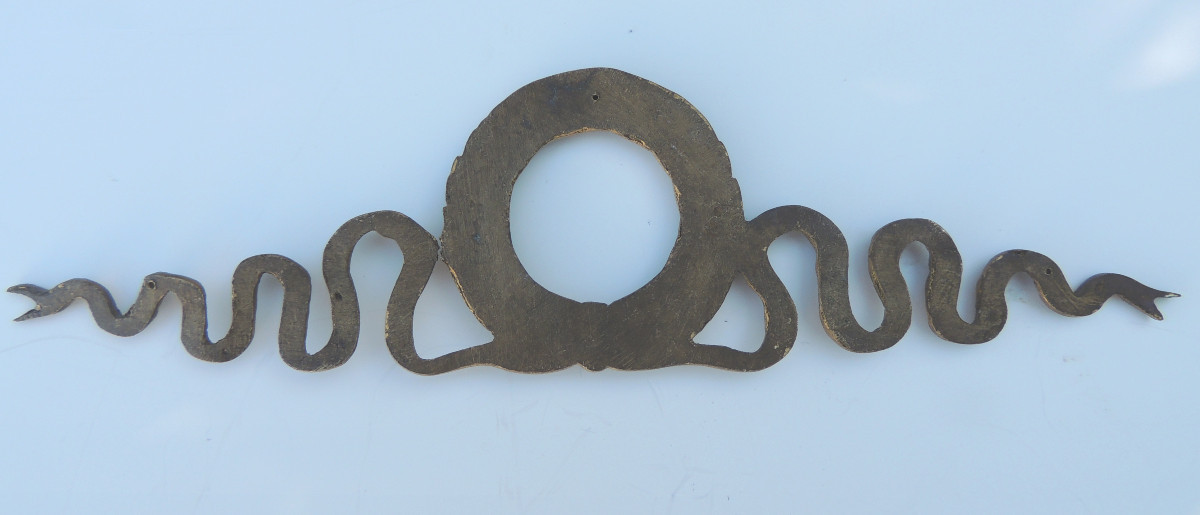 Bronze Ornament ép . Empire Style Furniture Ornament, Decorated With A Floral Wreath, 19th Century-photo-4