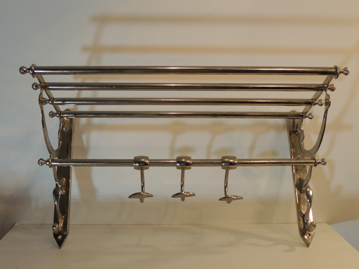 Nickel-plated Metal Mural Hat Rack, 20th Century-photo-2