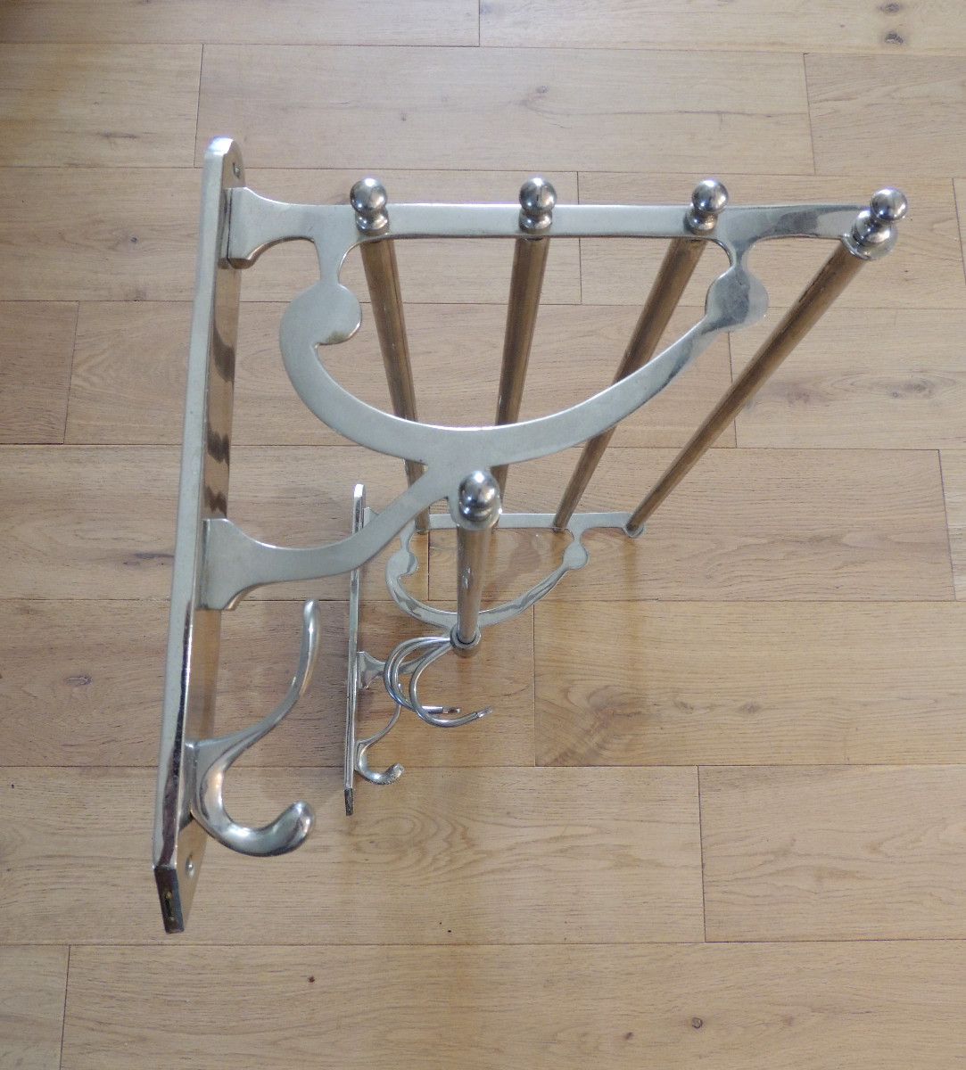 Nickel-plated Metal Mural Hat Rack, 20th Century-photo-2