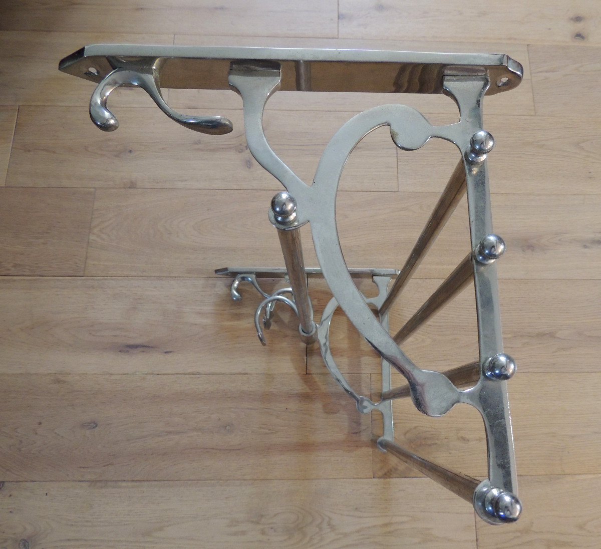 Nickel-plated Metal Mural Hat Rack, 20th Century-photo-3