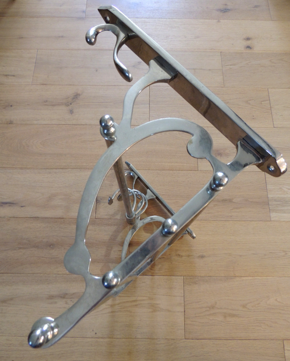 Nickel-plated Metal Mural Hat Rack, 20th Century-photo-4