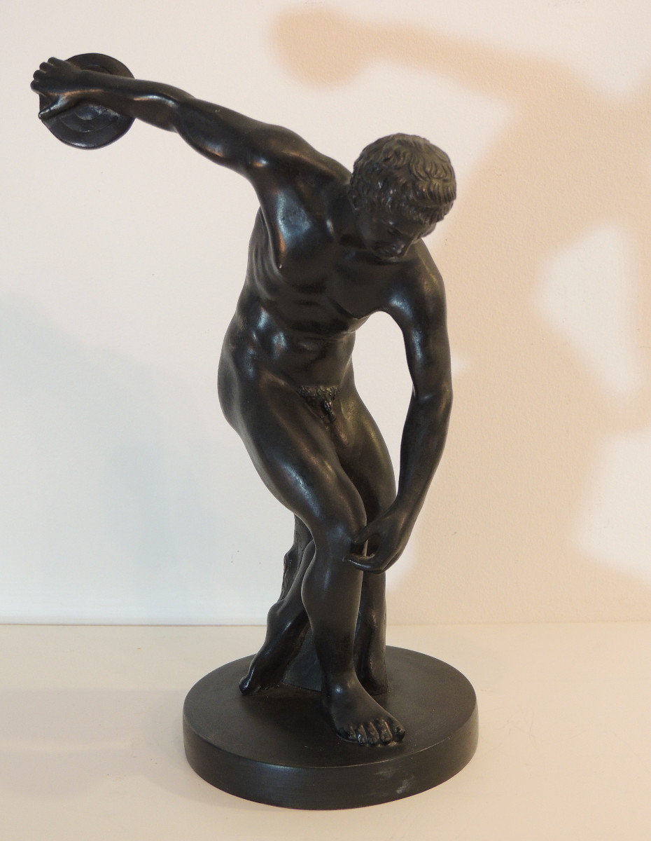 le Discobole sculpture du lanceur de disque , statue en bronze attribuée à Myron , 19 ème-photo-2