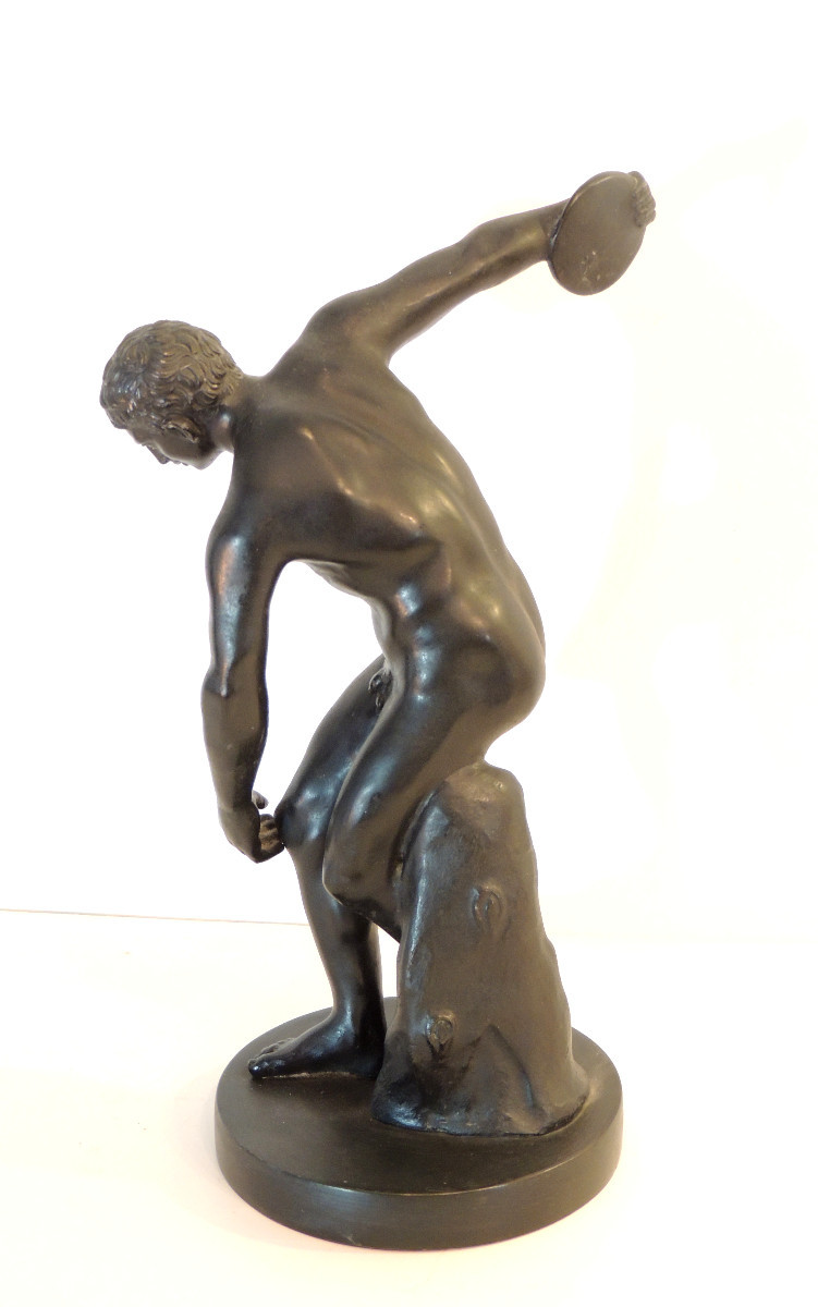 le Discobole sculpture du lanceur de disque , statue en bronze attribuée à Myron , 19 ème-photo-1