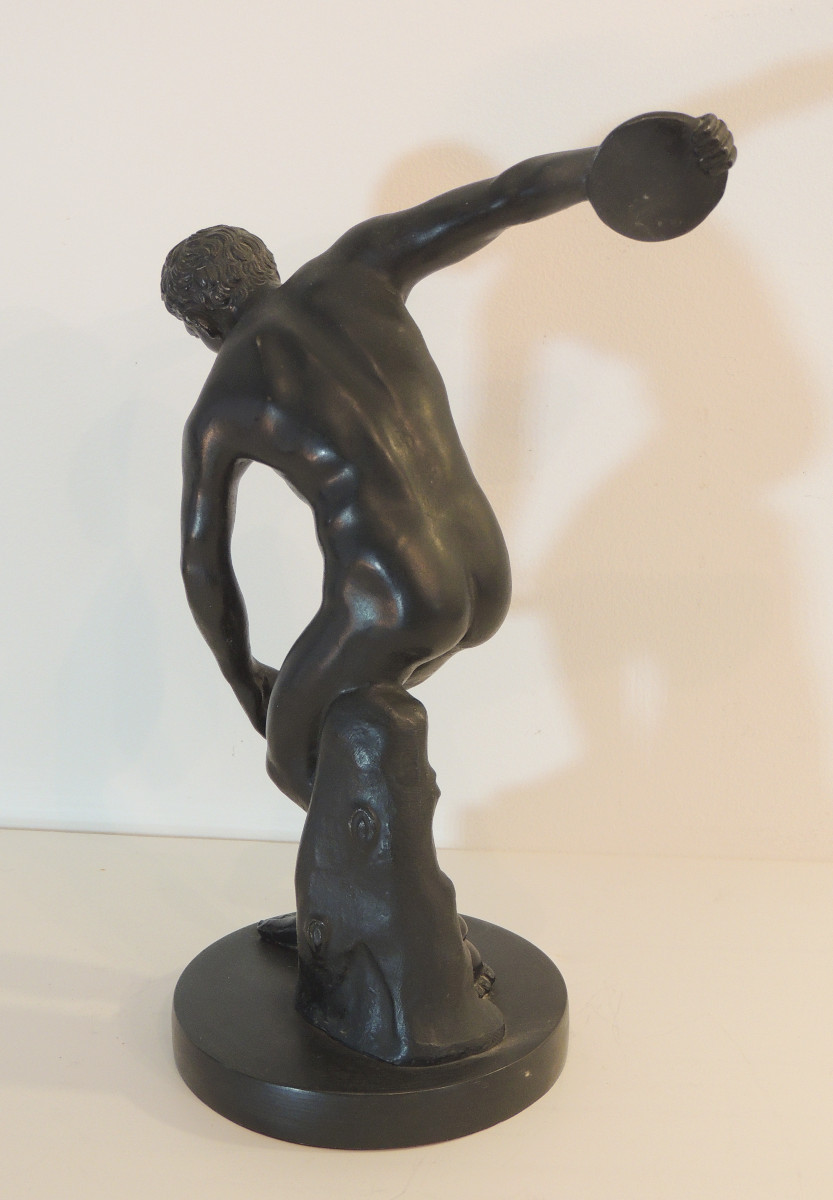 le Discobole sculpture du lanceur de disque , statue en bronze attribuée à Myron , 19 ème-photo-2