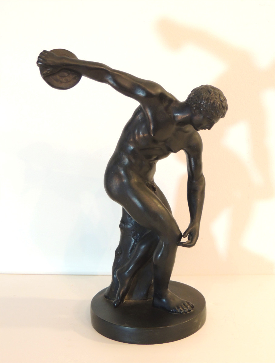 le Discobole sculpture du lanceur de disque , statue en bronze attribuée à Myron , 19 ème