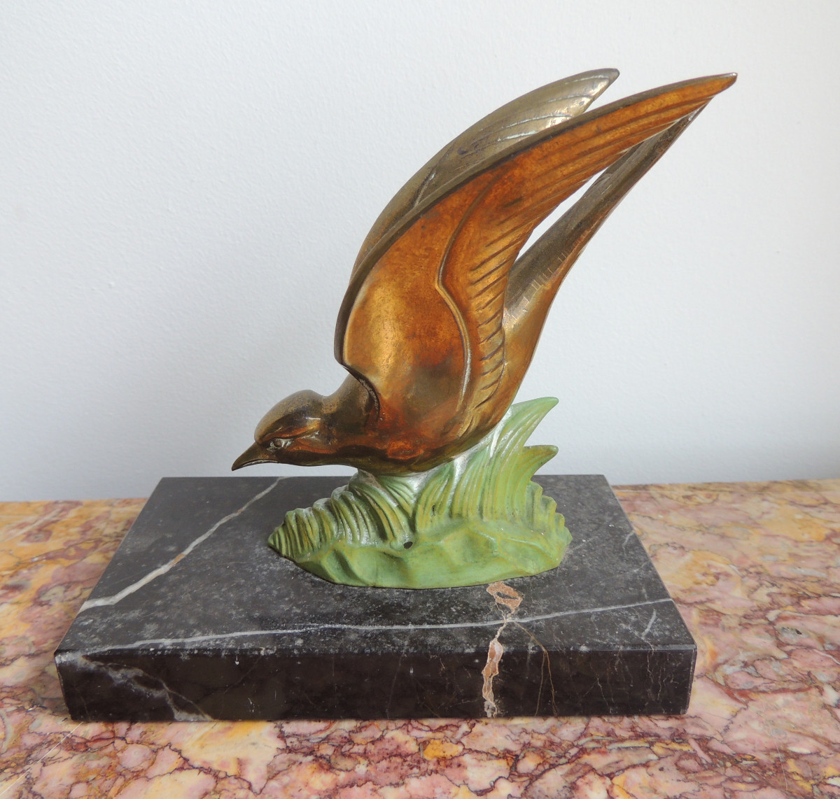 Bookends, Swallows In Regula On A Marble Base, 50s-60s, 20th Century-photo-1
